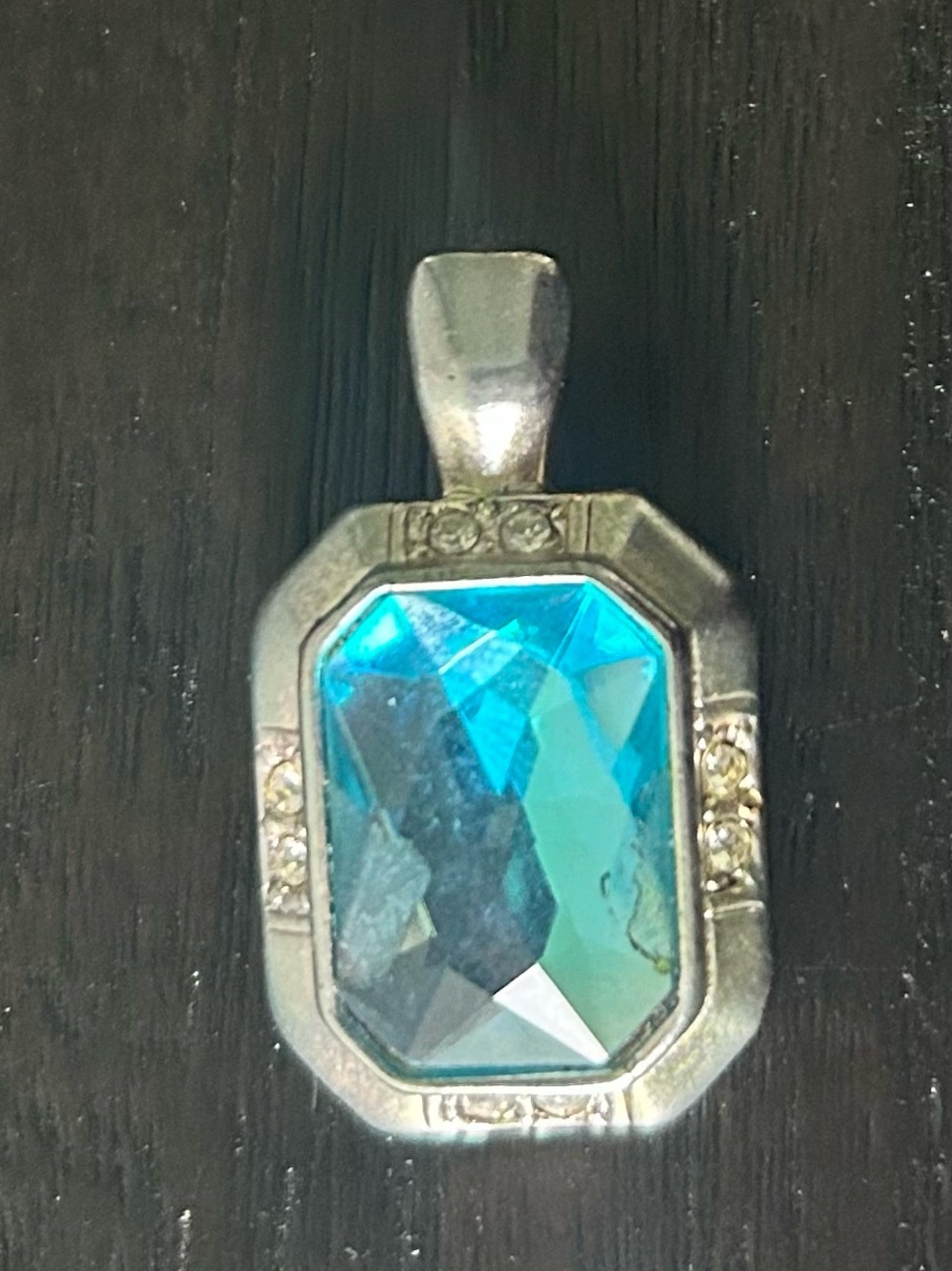 Blue Topaz Octagon Pendant 
Women Jewelry